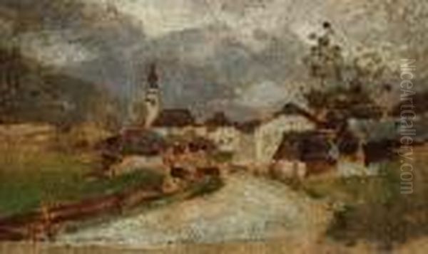 Villaggio Montano Oil Painting by Pietro Fragiacomo