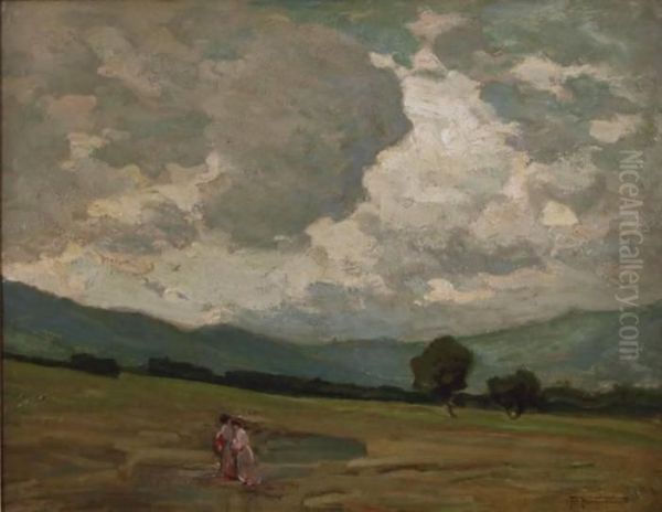 Paesaggio Carnico Oil Painting by Pietro Fragiacomo