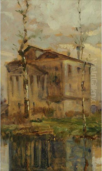 Casa Oil Painting by Pietro Fragiacomo