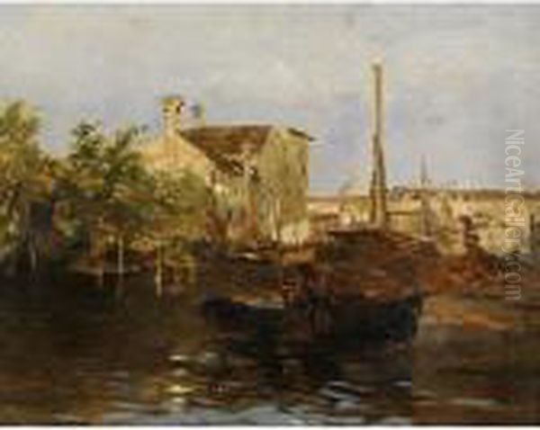 Scorcio Lagunare Oil Painting by Pietro Fragiacomo