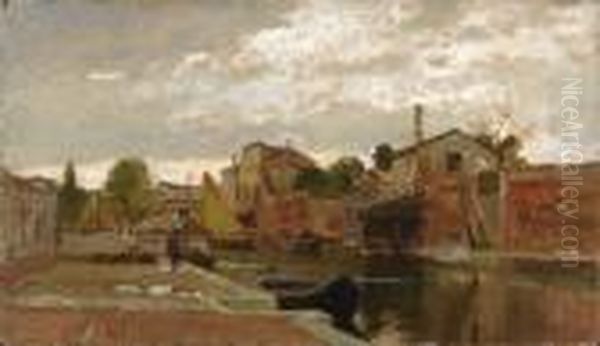 Canale Oil Painting by Pietro Fragiacomo