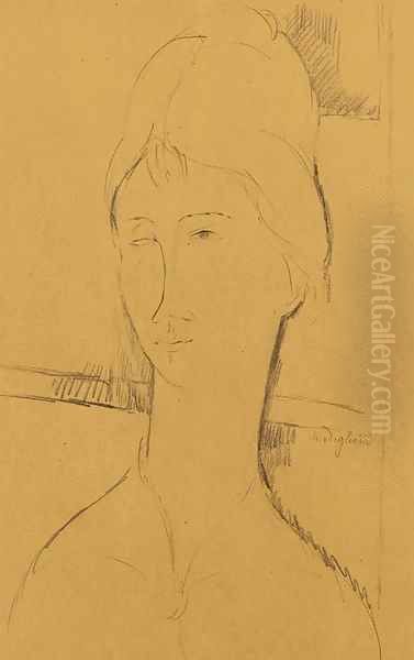 Donna con i capelli raccolti Oil Painting by Amedeo Modigliani