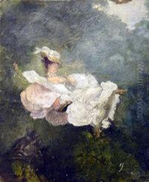 Girl On A Swing Oil Painting by Jean-Honore Fragonard