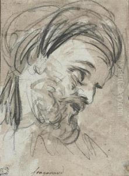 Head Of A Bearded Man, Wearing A Turban Oil Painting by Jean-Honore Fragonard