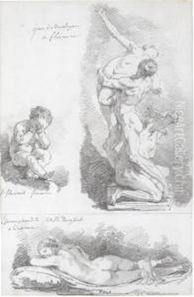 Sheet Of Studies After Sculptures Oil Painting by Jean-Honore Fragonard