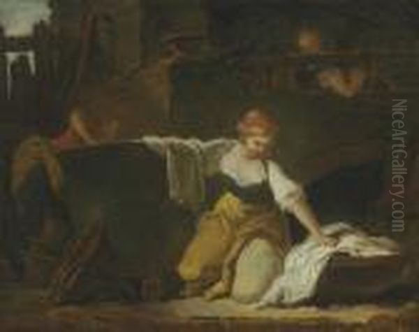 Young Washerwomen Oil Painting by Jean-Honore Fragonard