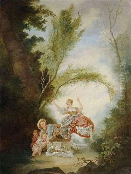 Scene In A Park Oil Painting by Jean-Honore Fragonard