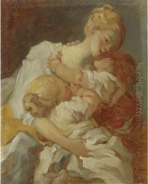 'les Baisers Maternels' Or 'les Jalousies De L'enfance' Oil Painting by Jean-Honore Fragonard