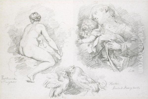 Sheet Of Studies After Veronese, Bassano And Lotto Oil Painting by Jean-Honore Fragonard