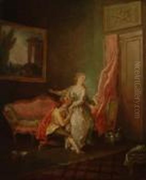 Scene Galante Oil Painting by Jean-Honore Fragonard