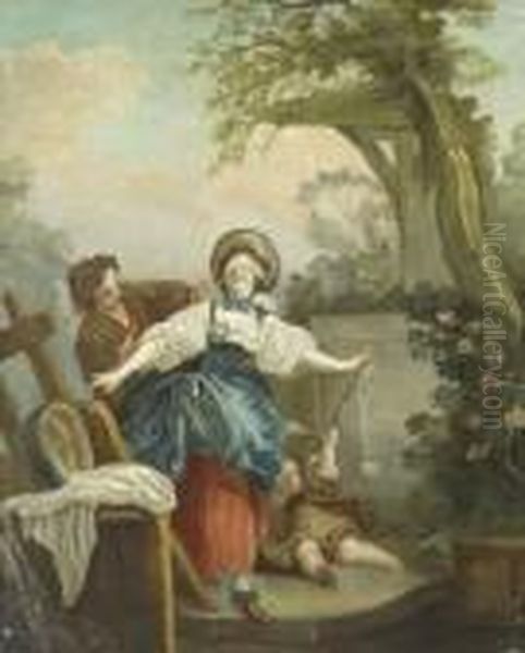 Colin Maillard Oil Painting by Jean-Honore Fragonard