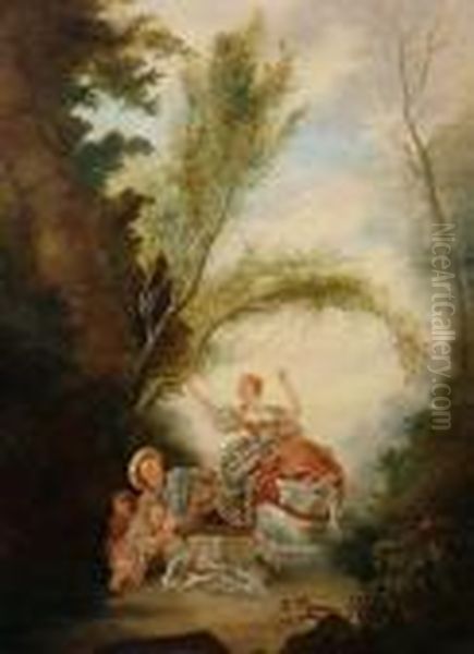 An Arcadian Scene Oil Painting by Jean-Honore Fragonard