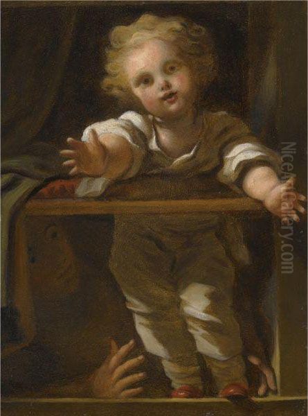 A Boy At A Window Stretching Out His Arms Oil Painting by Jean-Honore Fragonard