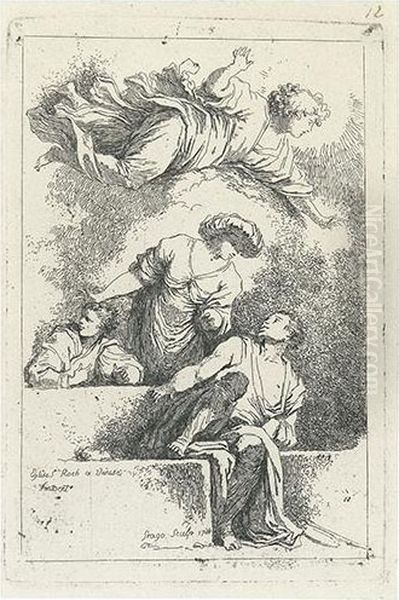 Three Etchings. Oil Painting by Jean-Honore Fragonard