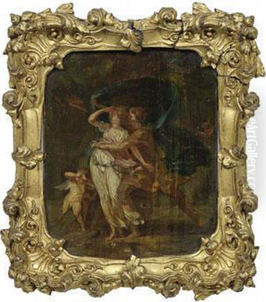 Ruggiero Umarmt Angelica Oil Painting by Jean-Honore Fragonard