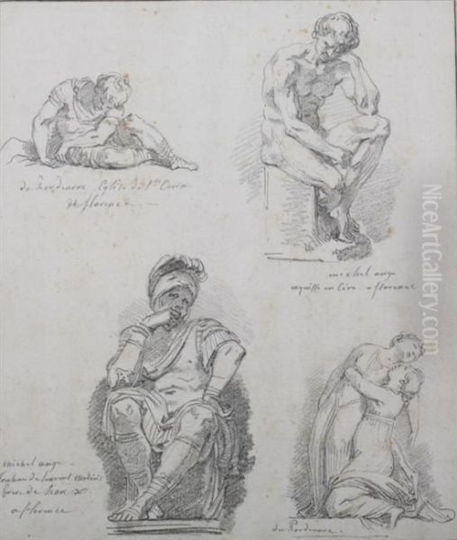 Studies After Old Masters Oil Painting by Jean-Honore Fragonard