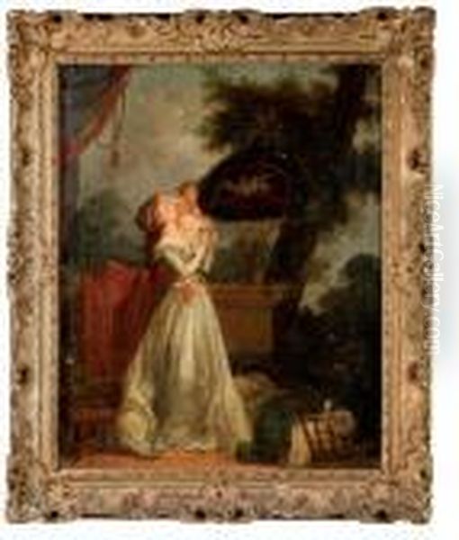 L'oiseau Cheri Oil Painting by Jean-Honore Fragonard