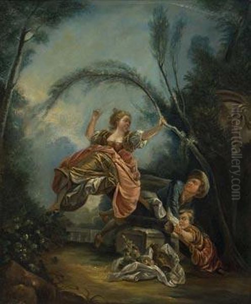 L'escarpolette. Oil Painting by Jean-Honore Fragonard