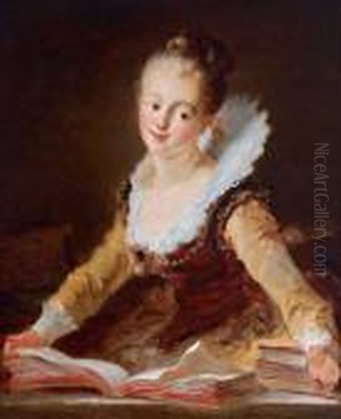 Giovane Donna Con Libri Oil Painting by Jean-Honore Fragonard