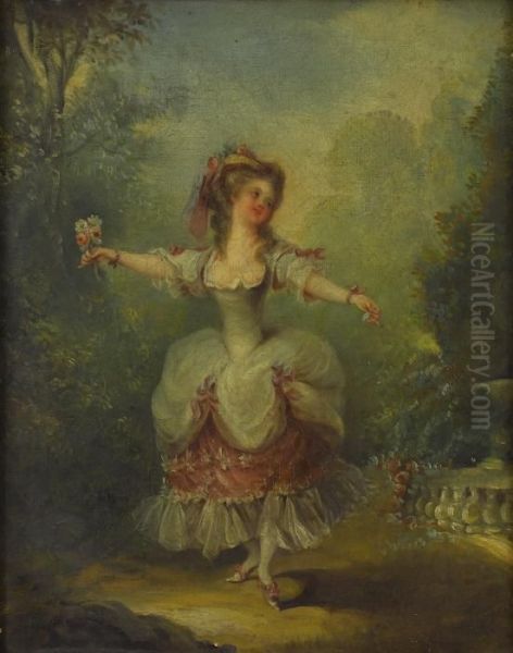 Young Girl In A Garden Oil Painting by Jean-Honore Fragonard