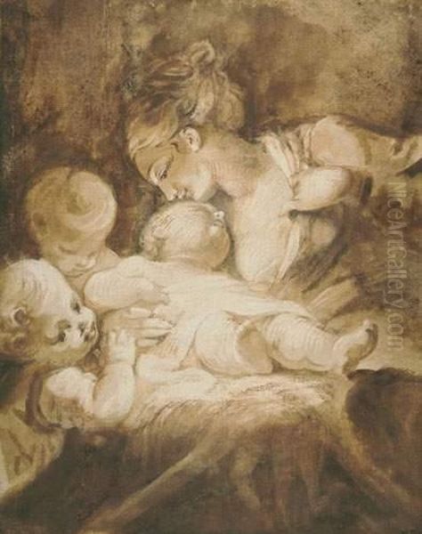 Mutter Und Kind. Oil Painting by Jean-Honore Fragonard