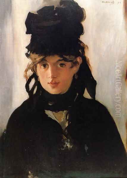 Berthe Morisot Holding a Bunch of Violets 1872 Oil Painting by Edouard Manet