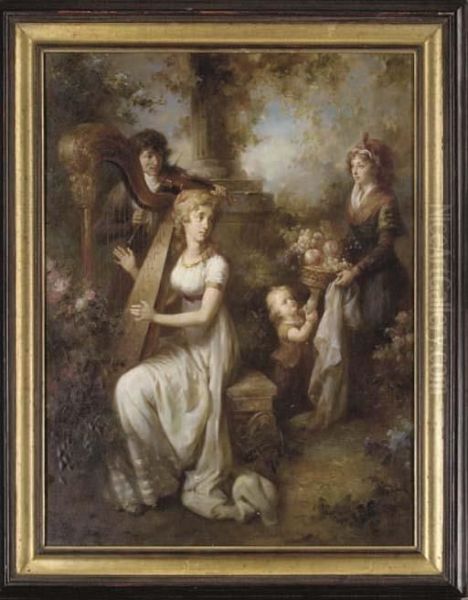 Music In The Garden Oil Painting by Jean-Honore Fragonard