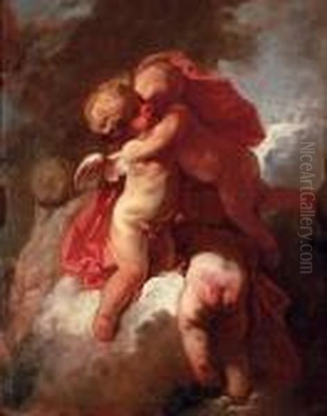 Four Putti On A Cloud Oil Painting by Jean-Honore Fragonard