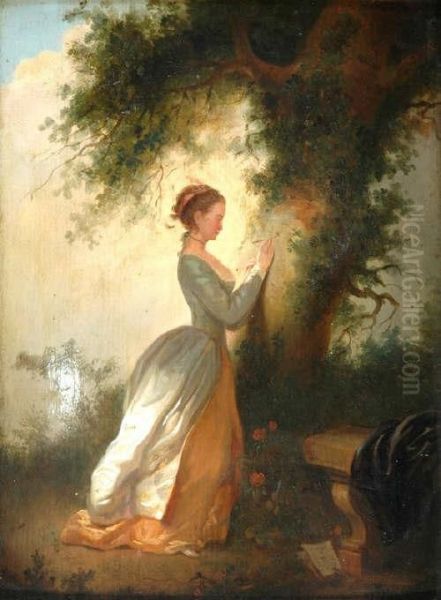 Young Girlcarving Oil Painting by Jean-Honore Fragonard