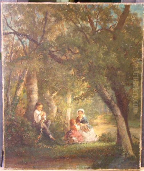 Figures Ina Woodland Glade Oil Painting by Jean-Honore Fragonard