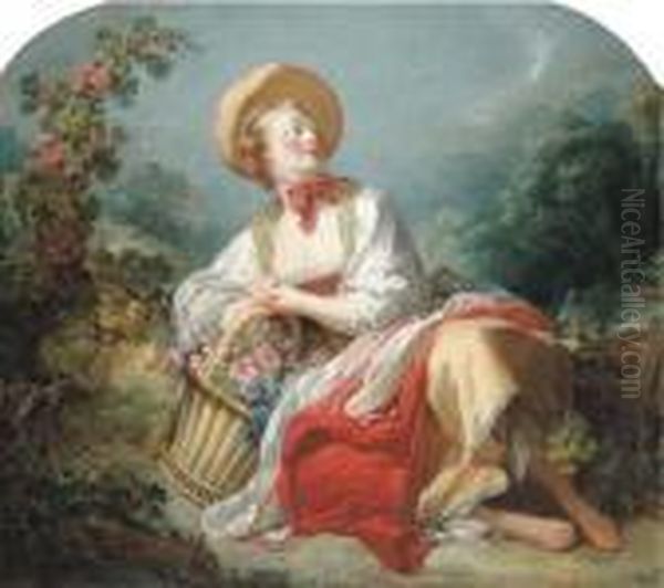 La Jardiniere Oil Painting by Jean-Honore Fragonard