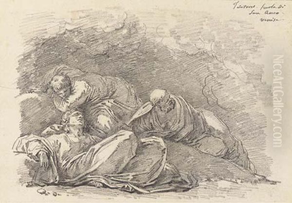 Trois Apotres Endormis, D'apres Tintoretto Oil Painting by Jean-Honore Fragonard