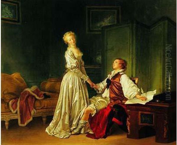 Le Contrat Ou La Promesse De Mariage Oil Painting by Jean-Honore Fragonard