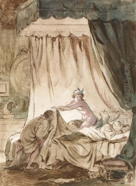 Scene From Joconde By Jean De La Fontaine Oil Painting by Jean-Honore Fragonard