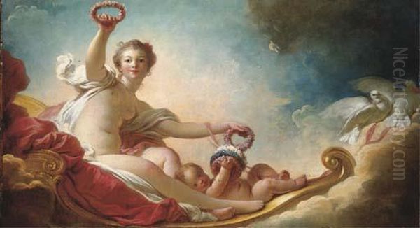 Venus Crowning Love, Or 'le Jour' Oil Painting by Jean-Honore Fragonard