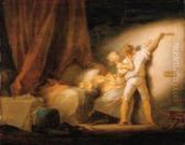 Le Verrou Oil Painting by Jean-Honore Fragonard