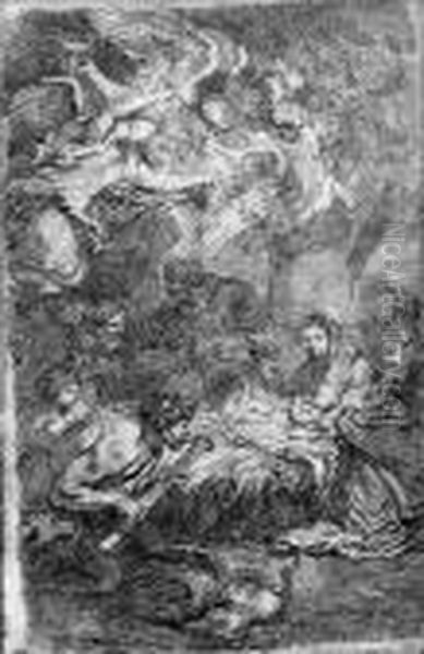 The Adoration Of The Shepherds, After Castiglione Oil Painting by Jean-Honore Fragonard