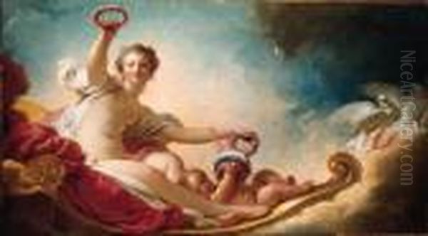 Venus Crowning Love Oil Painting by Jean-Honore Fragonard