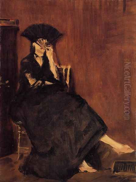 Berthe Morisot with a Fan Oil Painting by Edouard Manet