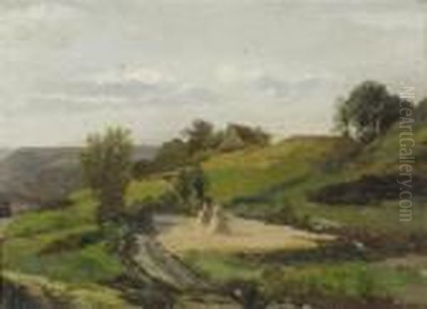 Landscape In Fall Oil Painting by Francois Louis Francais