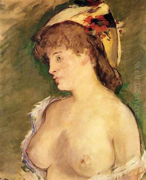 The Blond with Bare Breasts Oil Painting by Edouard Manet