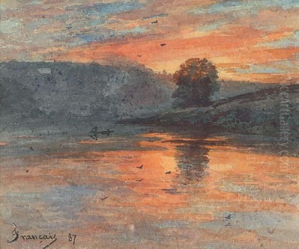 Coucher De Soleil Oil Painting by Francois Louis Francais