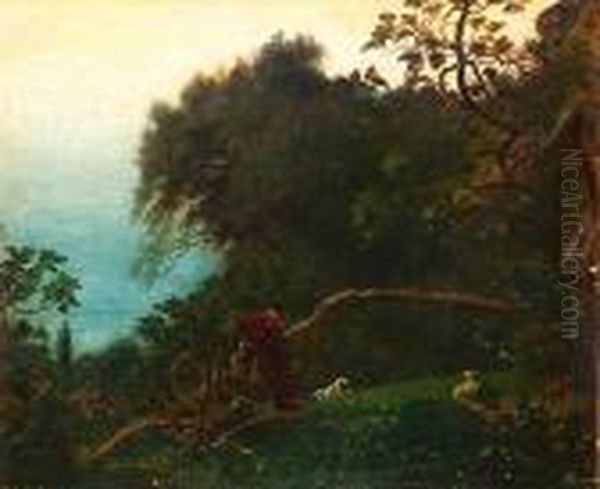 Paysage Au Berger Oil Painting by Francois Louis Francais