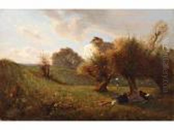 La Prairie Du Breuil Oil Painting by Francois Louis Francais