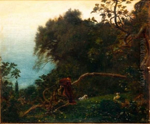 Paysage Au Berger Oil Painting by Francois Louis Francais