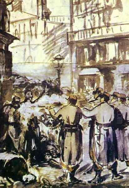 The Barricade Civil War Oil Painting by Edouard Manet