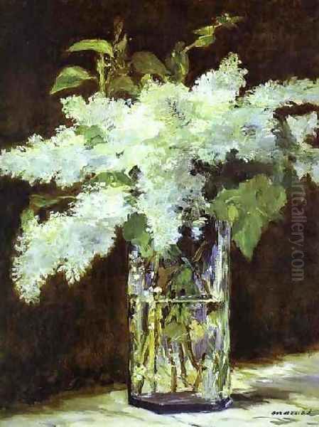 Lilac In A Glass Oil Painting by Edouard Manet