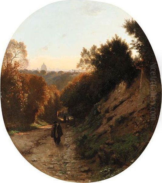 A Road To Rome Oil Painting by Francois Louis Francais