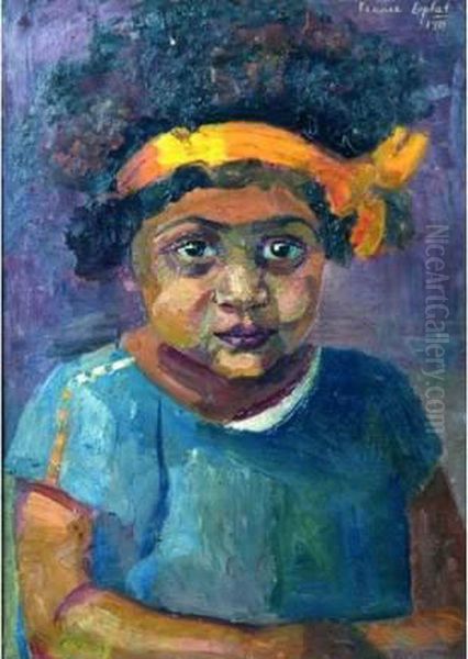 Fillette Mulatre Au Ruban. Oil Painting by France Leplat