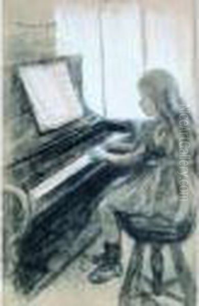 Geraldine Au Piano. Oil Painting by France Leplat